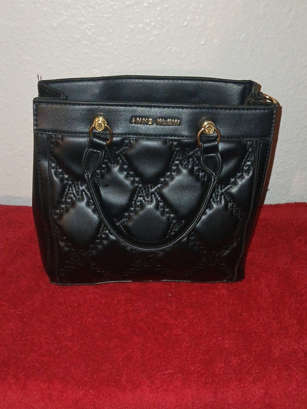 Anne Klein Black Quilted Satchel Bag